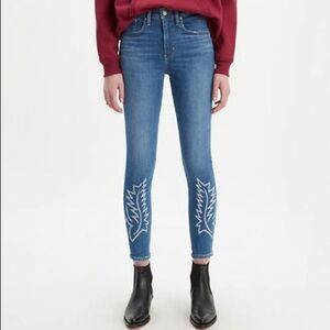 Levis 721 HIGH RISE EMBROIDERD ANKLE SKINNY WOMEN'S JEANS 26